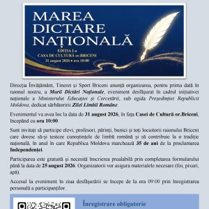 MAREA DICTARE NAȚIONALĂ vine, pentru prima dată, și la Briceni!